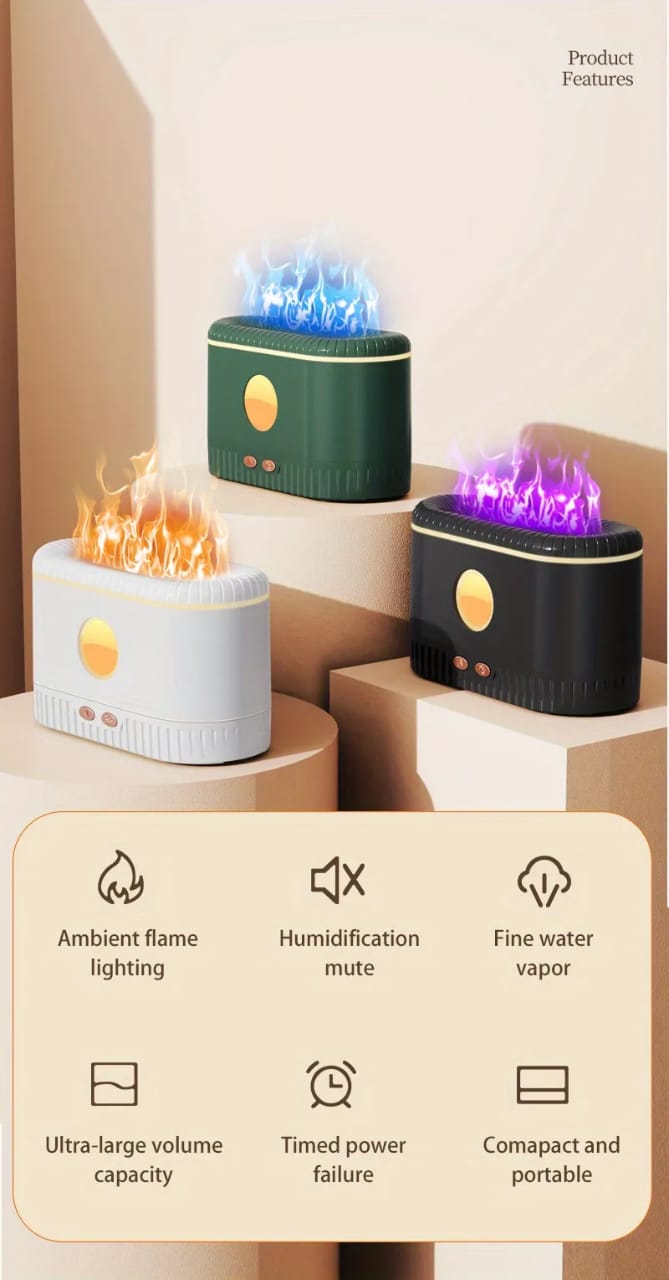 Ultrasonic Air Humidifier with Simulation Flame Lighting