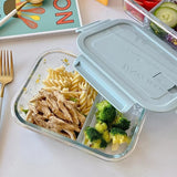 Microwave - Safe Partitioned Glass Lunch Box 2 Grid