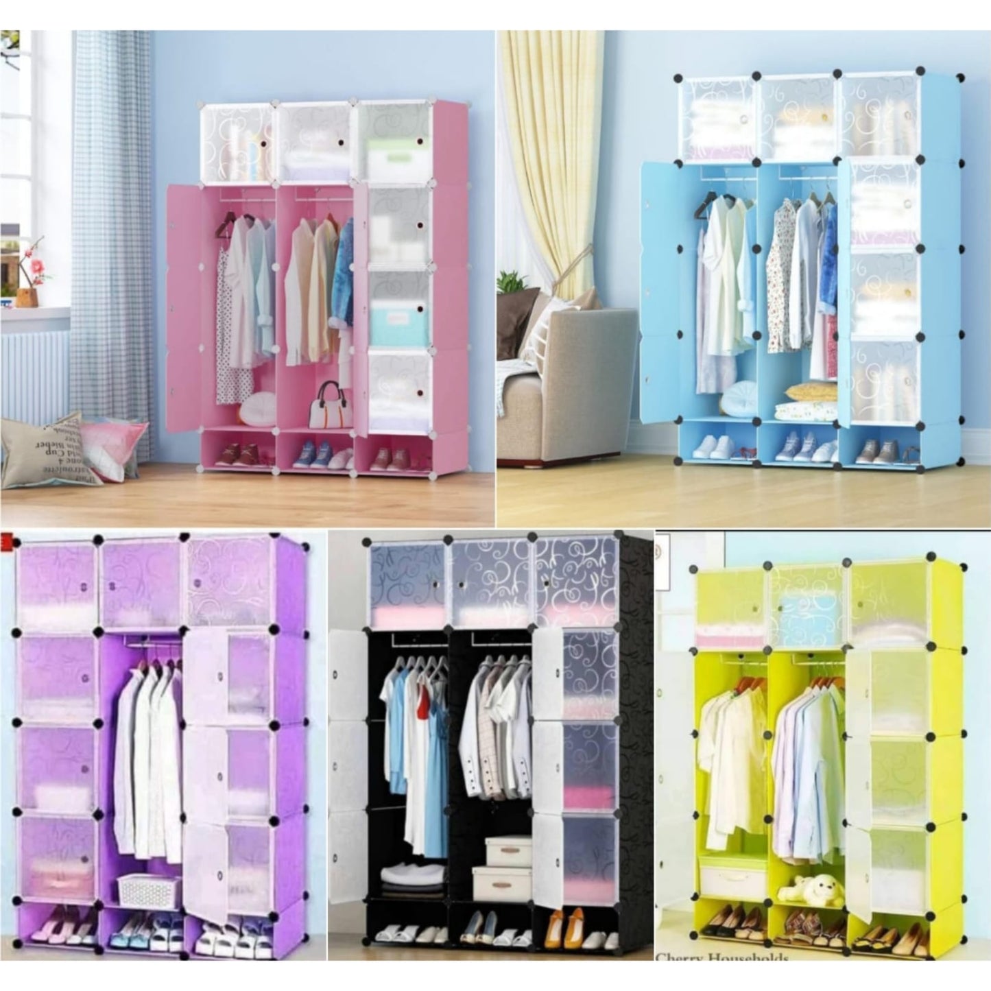 Portable Closet Wardrobe, , Cube Closet Organizer with Doors, Modular Storage Shelves, for Bedroom, Home