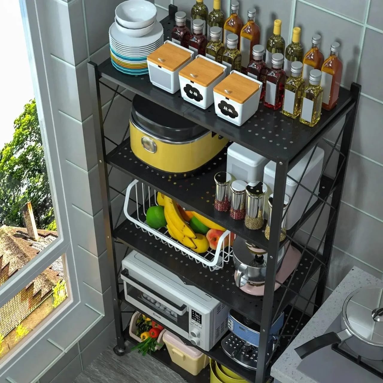 Foldable movable metallic storage rack – iDecorator