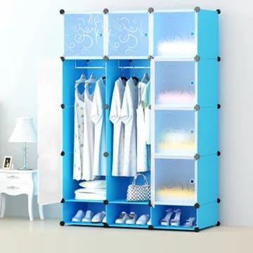 Portable Closet Wardrobe, , Cube Closet Organizer with Doors, Modular Storage Shelves, for Bedroom, Home