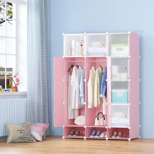 Portable Closet Wardrobe, , Cube Closet Organizer with Doors, Modular Storage Shelves, for Bedroom, Home