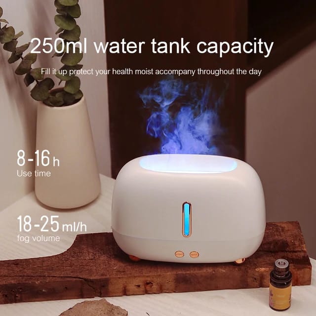 Portable Colorful Cool Mist USB LED Room Fire Flame Humidifier Aroma Essential Oil Diffuser