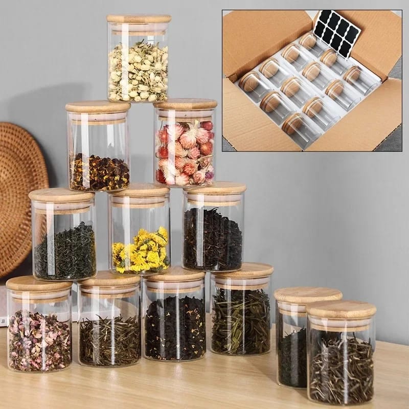 set Glass spice jar set 12pcs