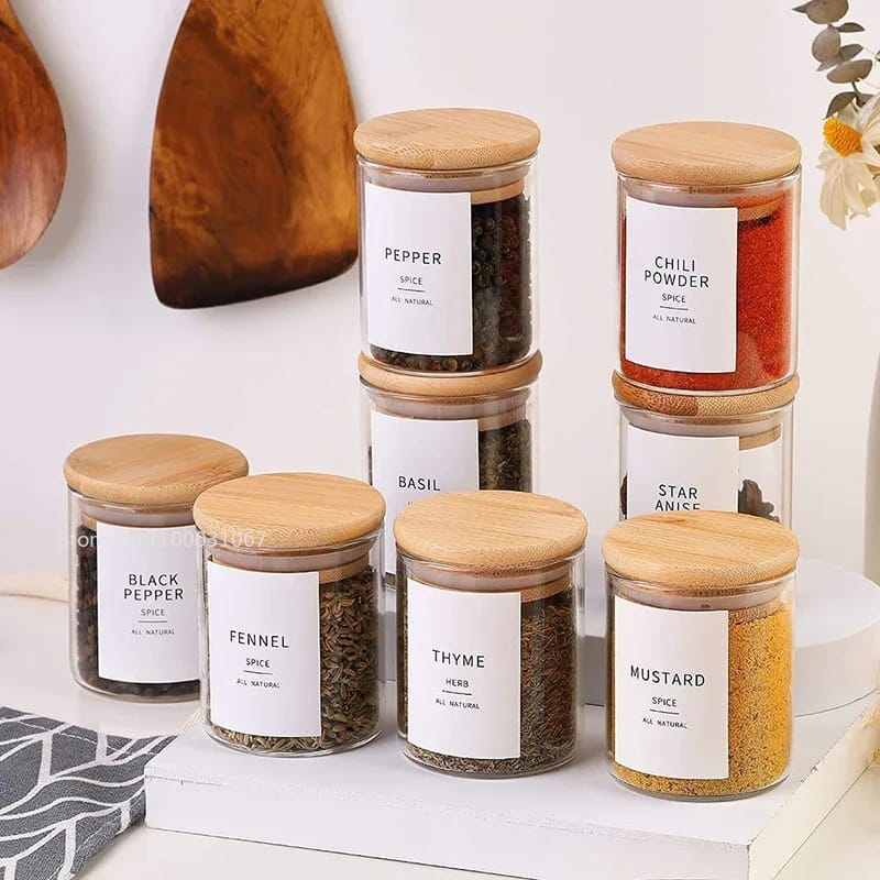 set Glass spice jar set 12pcs