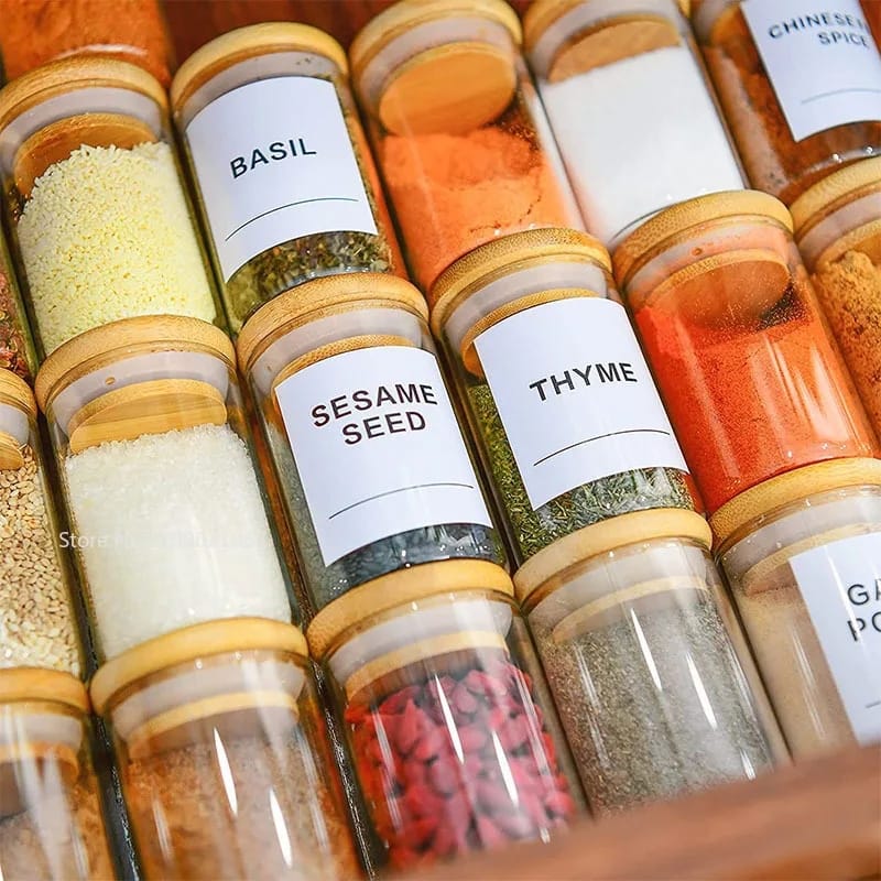 set Glass spice jar set 12pcs