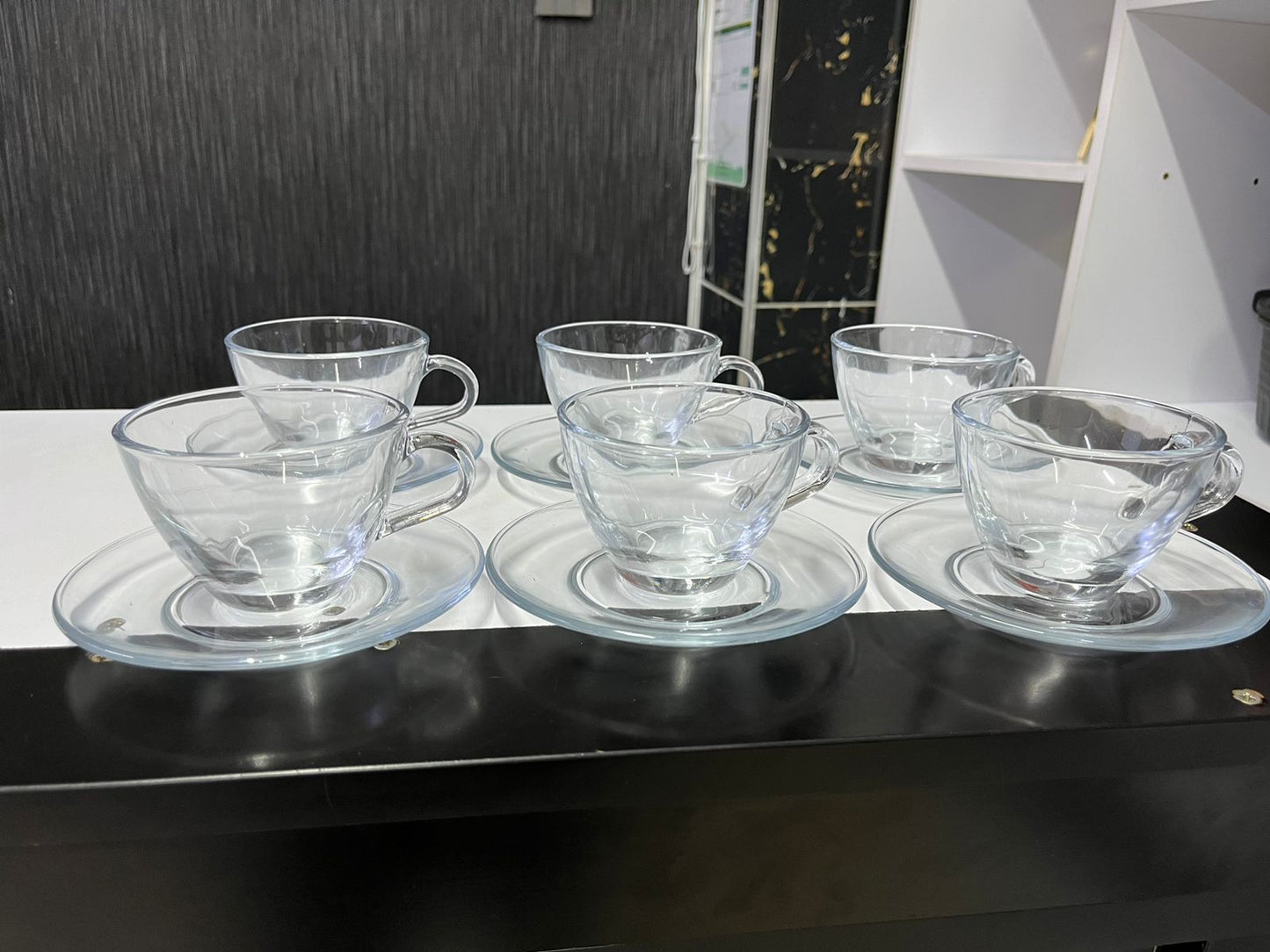 clear cup and saucers 12pcs set