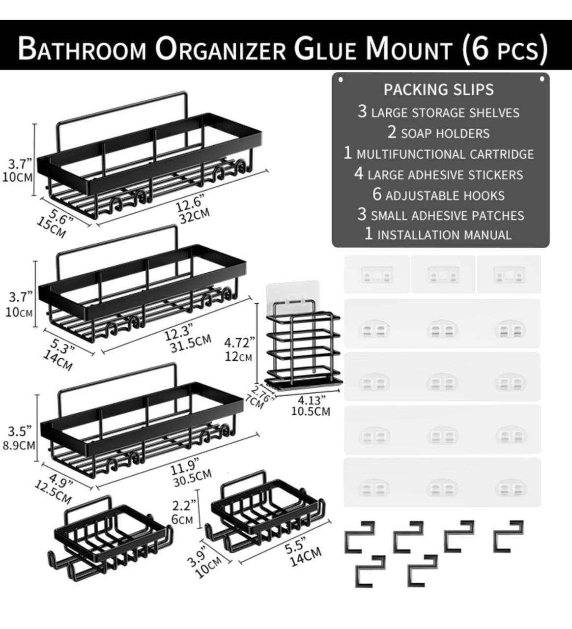 shower shelves Caddy Set - Stylish Bathroom Shelf Organizers and Storage Shelves 6-Pack