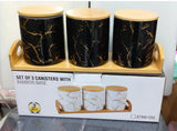 Canisters With A Bamboo Base Stand