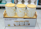 Canisters With A Bamboo Base Stand