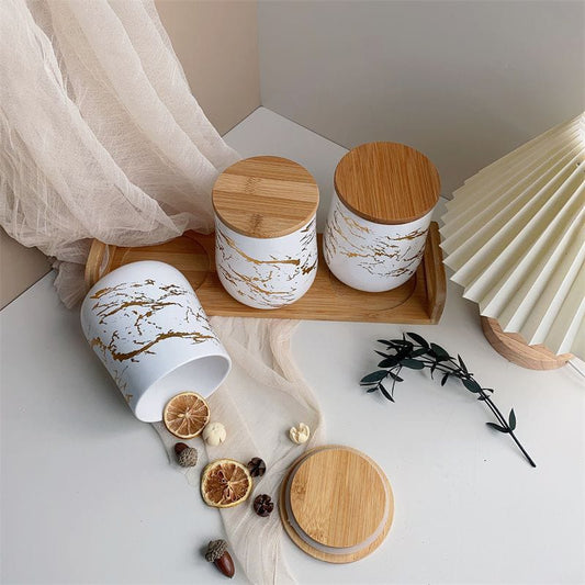 Canisters With A Bamboo Base Stand