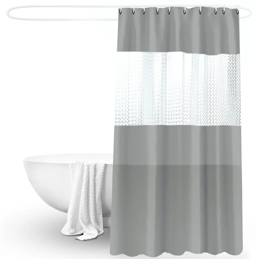 Waterproof shower curtain with hooks