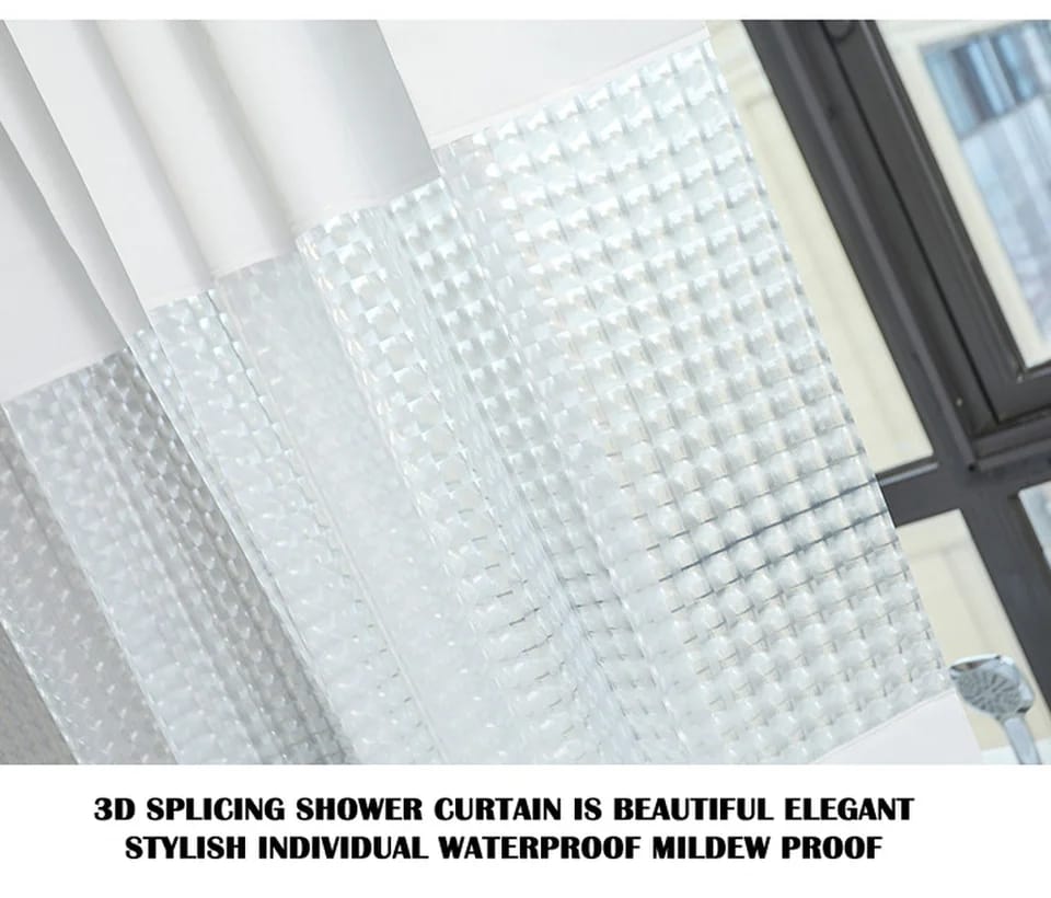 Waterproof shower curtain with hooks