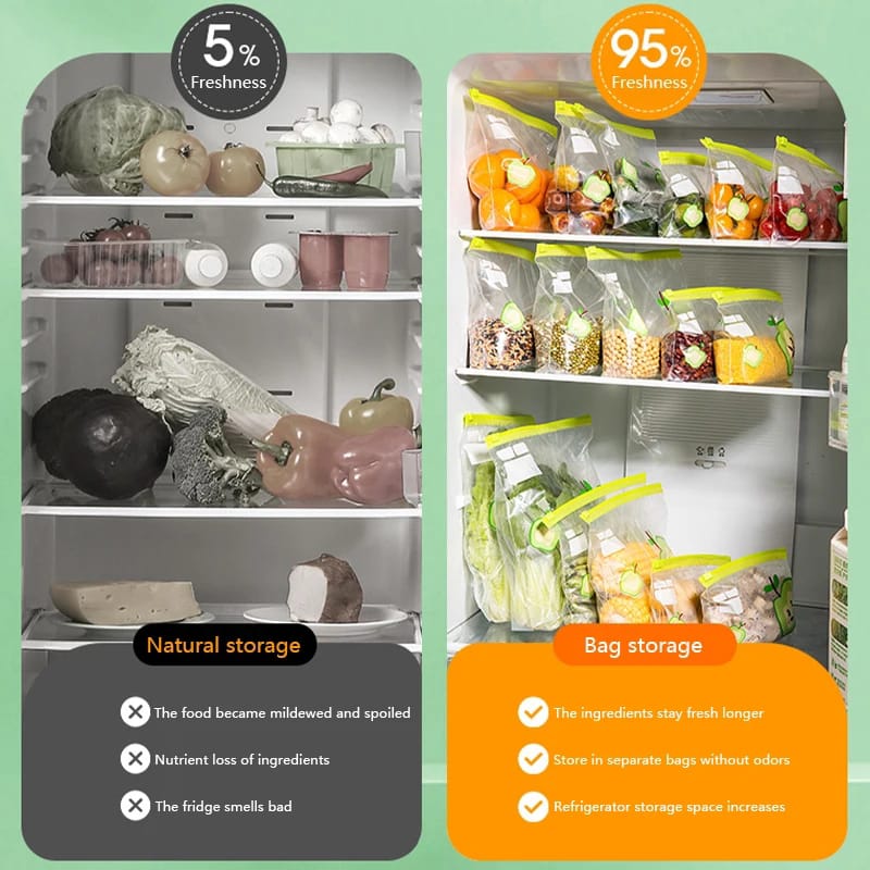 Reusable Food Storage Bags Plastic Ziplock Bags Leakproof Freezer Bags