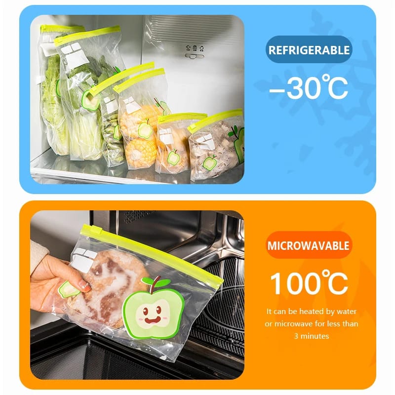 Reusable Food Storage Bags Plastic Ziplock Bags Leakproof Freezer Bags
