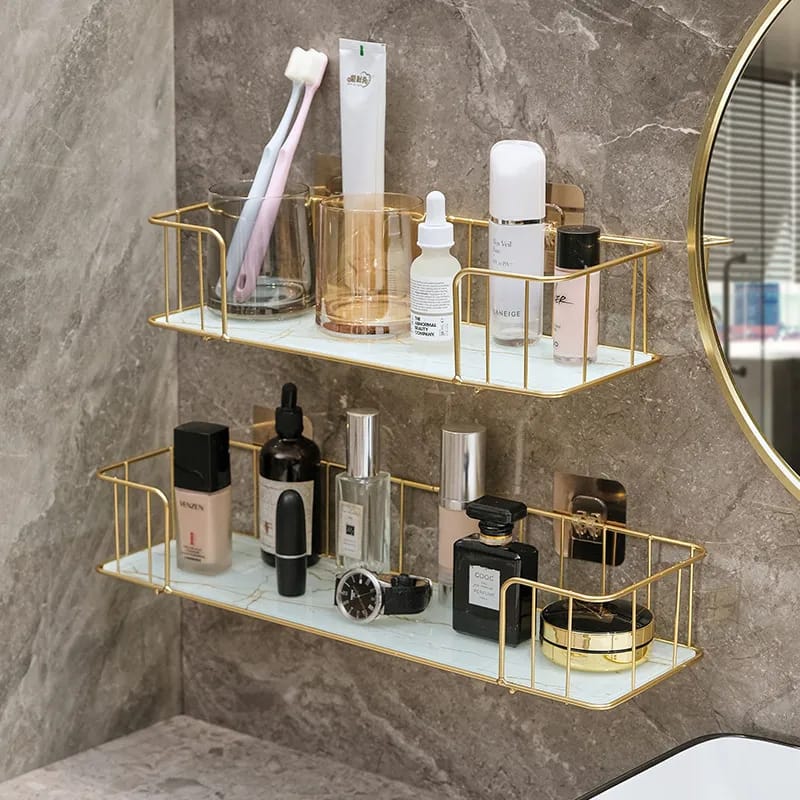 Luxury bathroom shelf with Mable glass plate