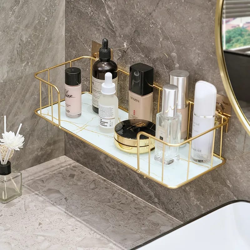 Luxury bathroom shelf with Mable glass plate