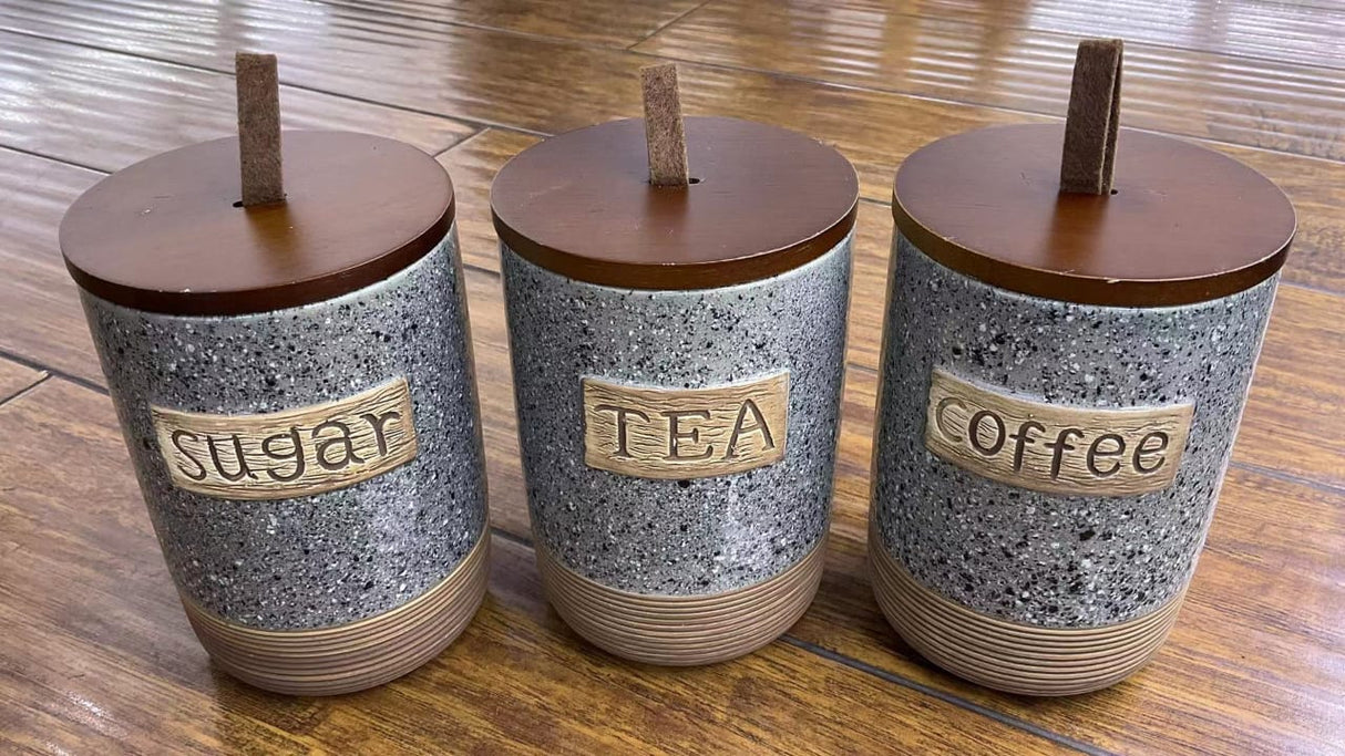 Airtight Farmhouse Canisters Set with Bamboo  Lid