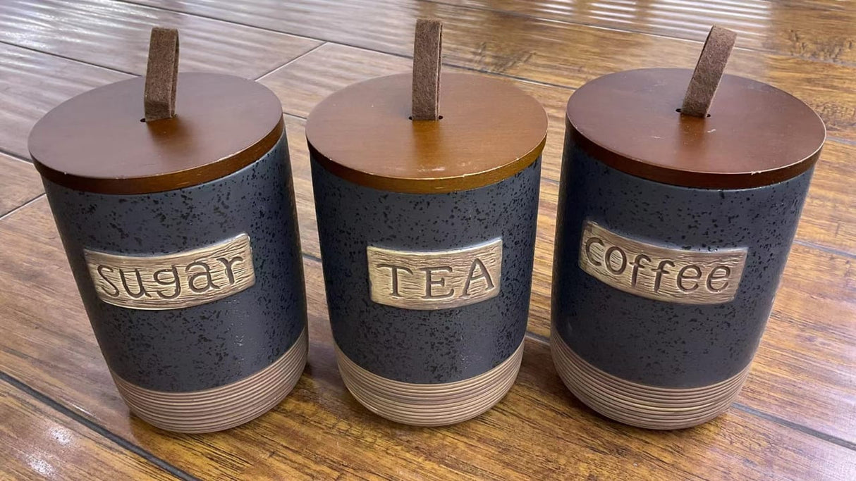 Airtight Farmhouse Canisters Set with Bamboo  Lid