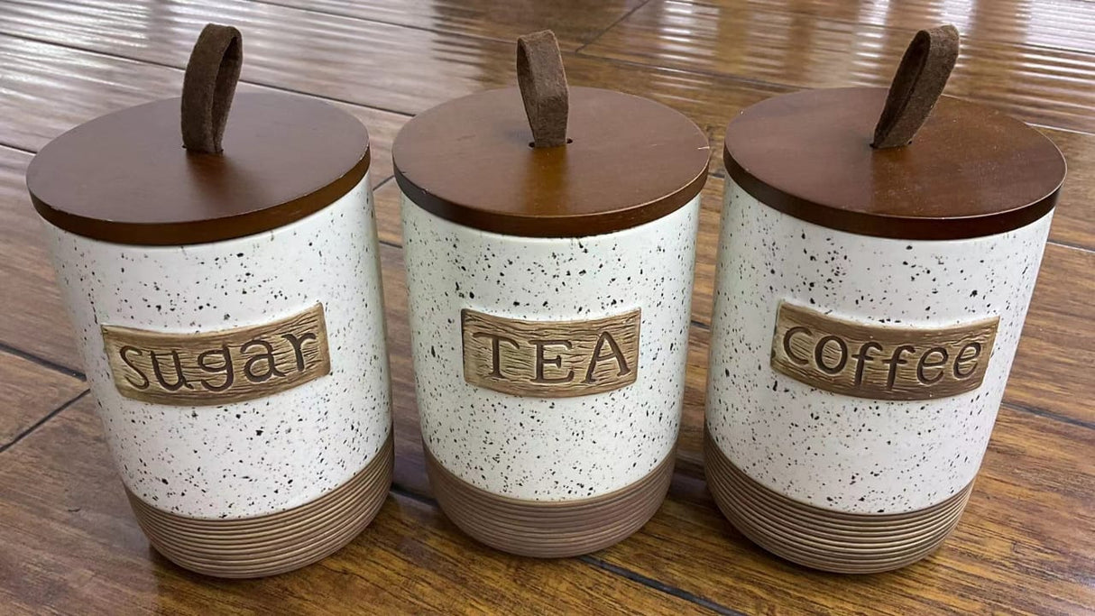 Airtight Farmhouse Canisters Set with Bamboo  Lid