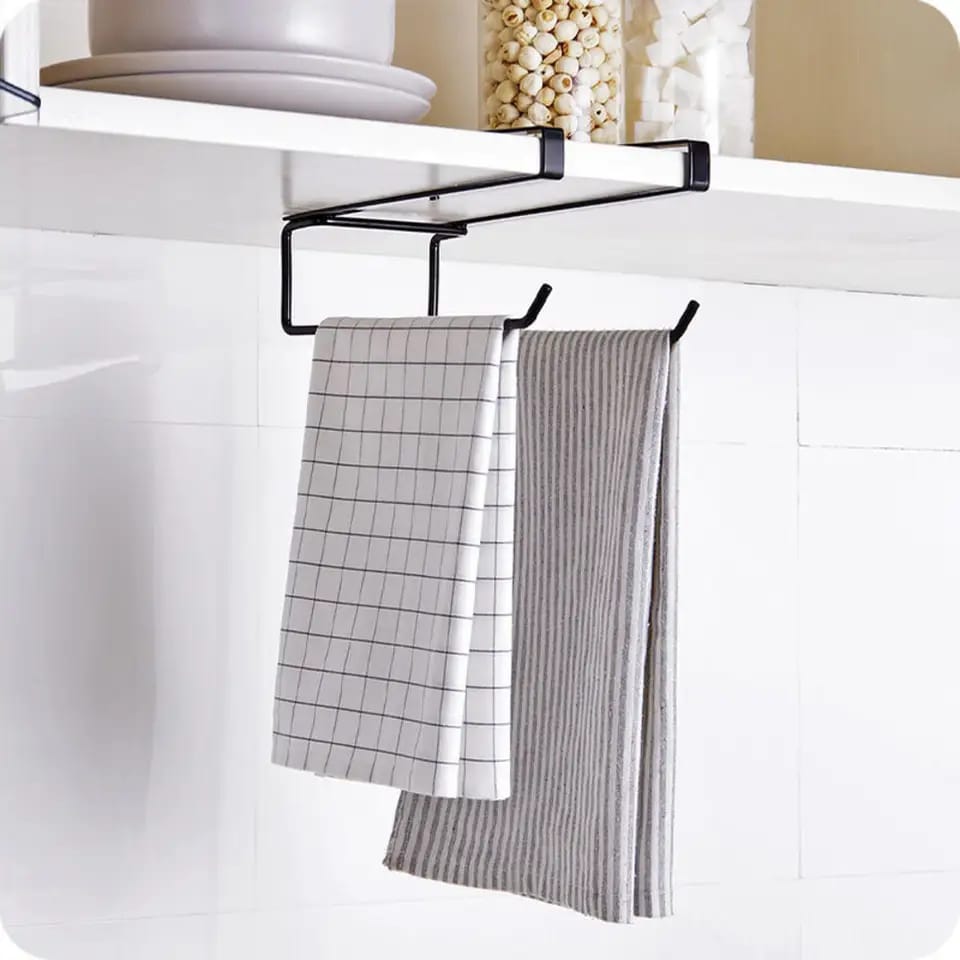 Double metallic undershelf paper towel holder