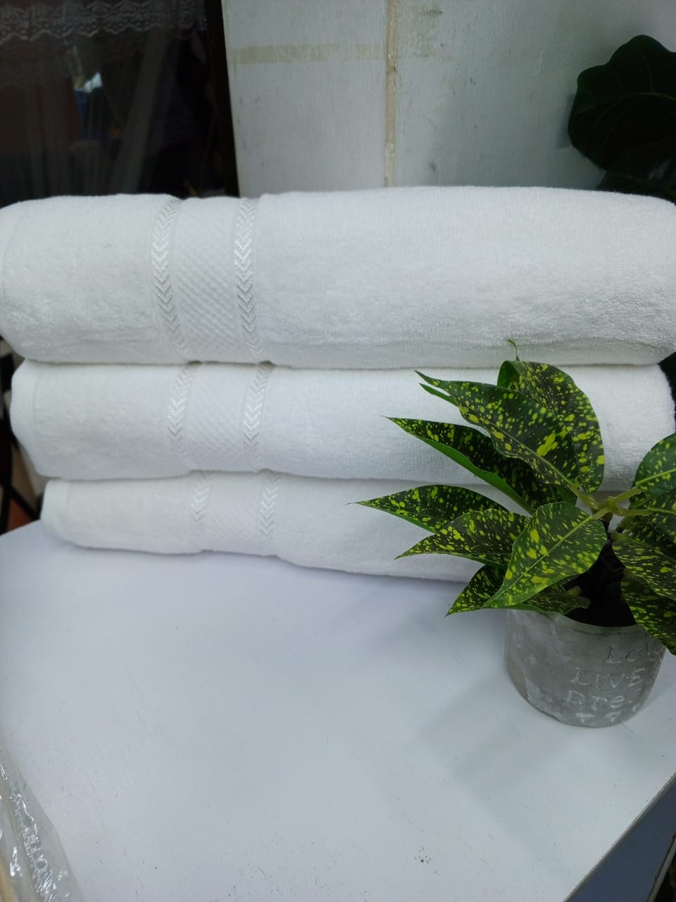 Camel brand white towel