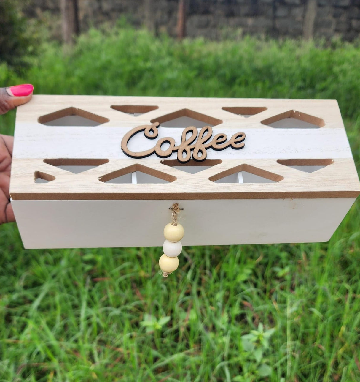 wooden teabag coffee organizer