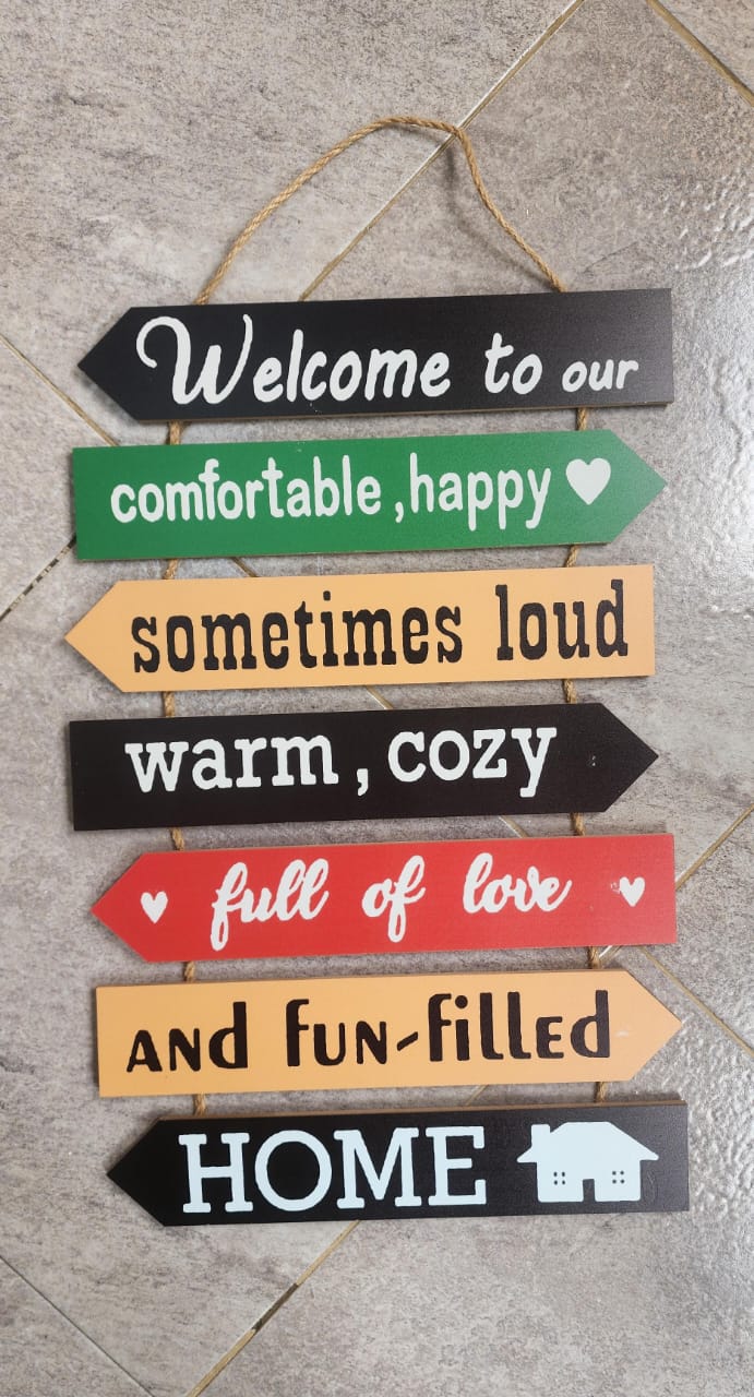 Wooden Wall Hanging  with Welcome Home message, also for house Decor