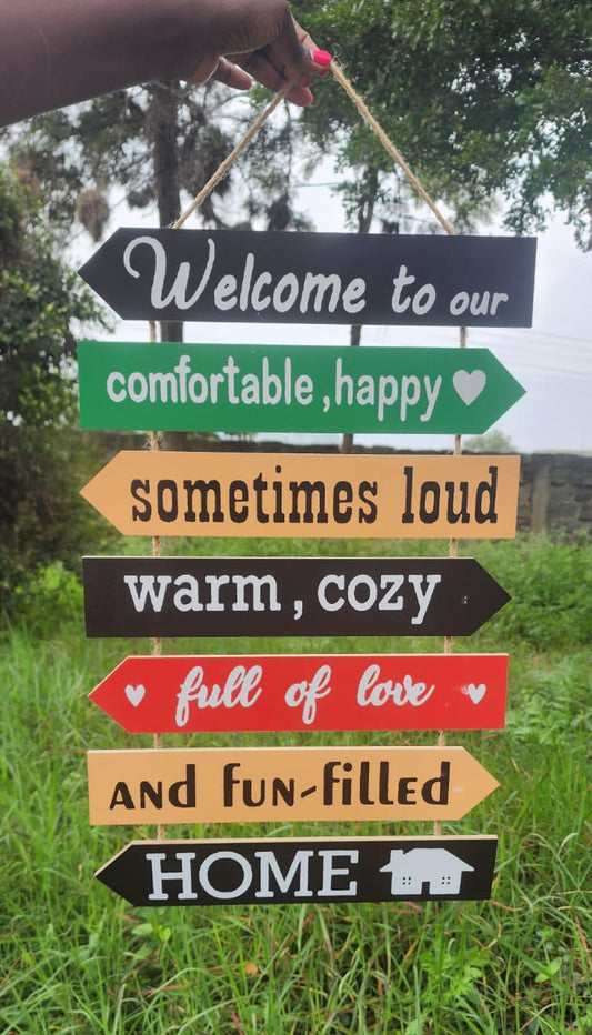 Wooden Wall Hanging  with Welcome Home message, also for house Decor