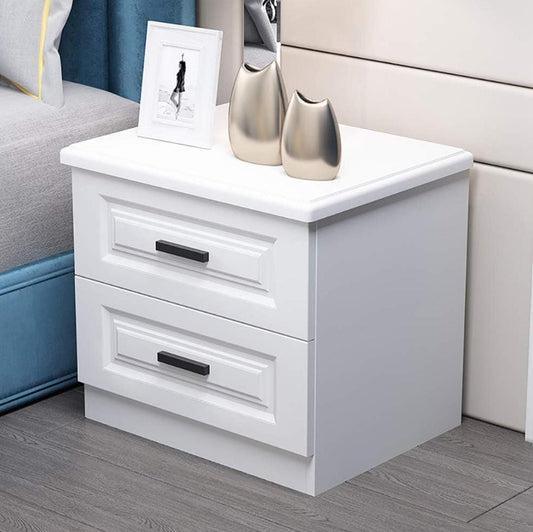 Contemporary 2 Drawer Nightstand, Modern Paint Accent Side Table with Handle, Fully Assembled Bedside Table Storage Cabinet