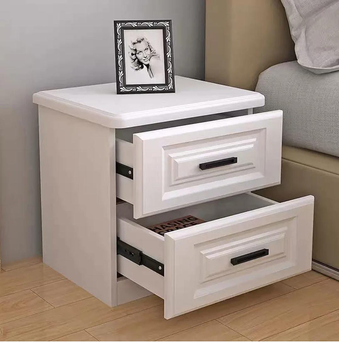 Contemporary 2 Drawer Nightstand, Modern Paint Accent Side Table with Handle, Fully Assembled Bedside Table Storage Cabinet