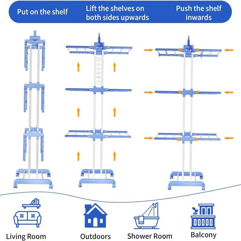 3 Layer Portable / Movable Cloth Drying  Rack
