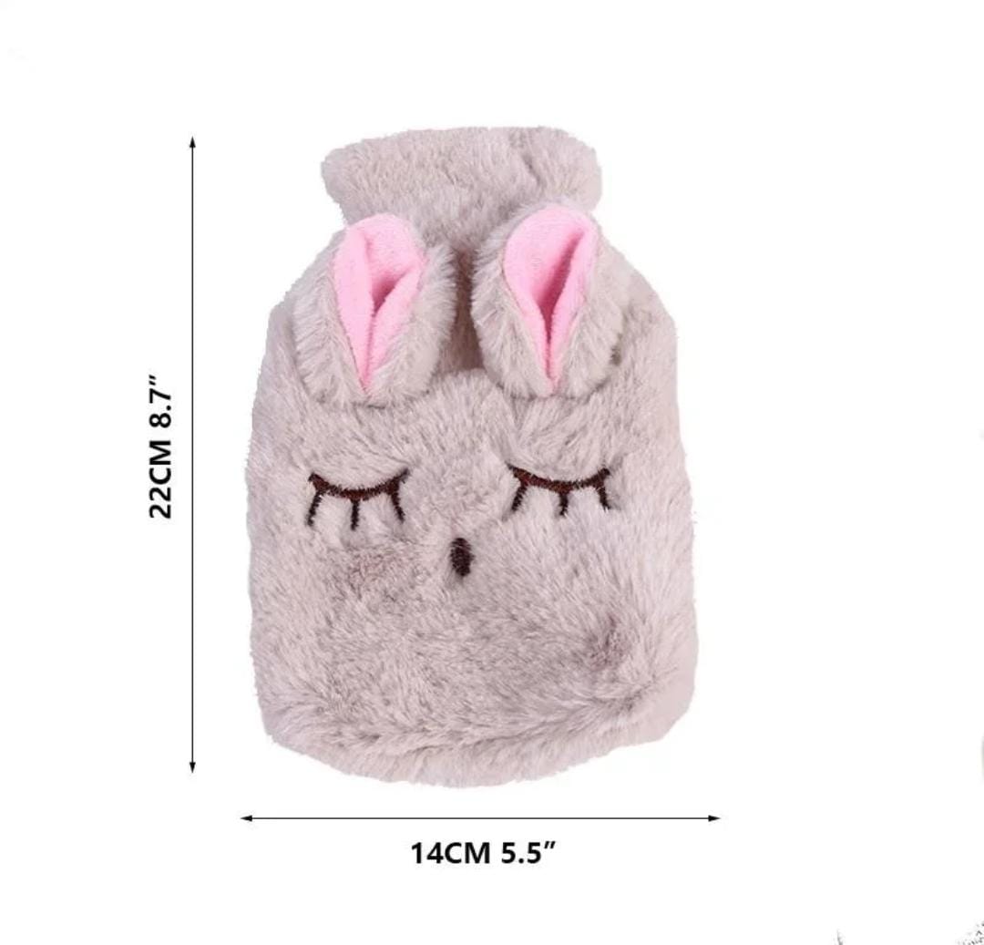 Cute rabbit shape fleece hot water bottle.