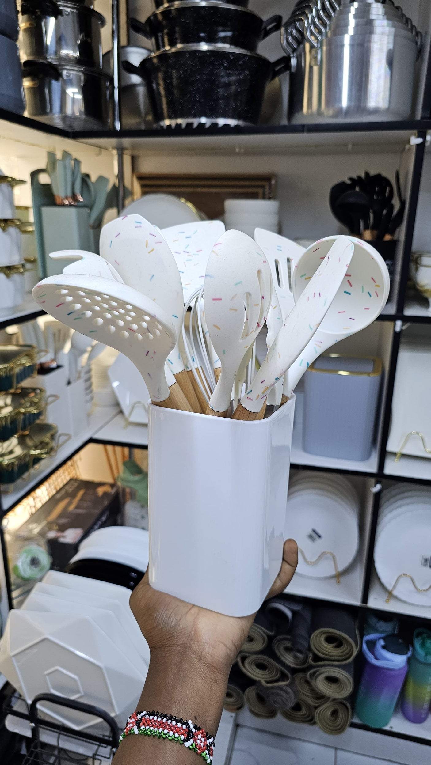 Unique white marble silicone spoon set