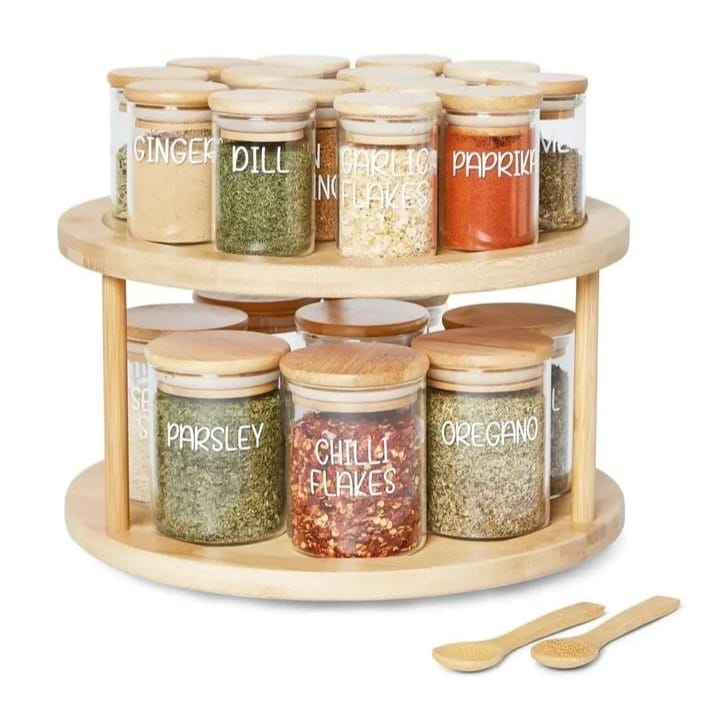 Bamboo rotating spice rack