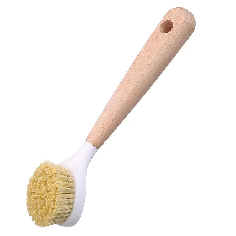 Kitchen /surface cleaning brush with wooden handle.