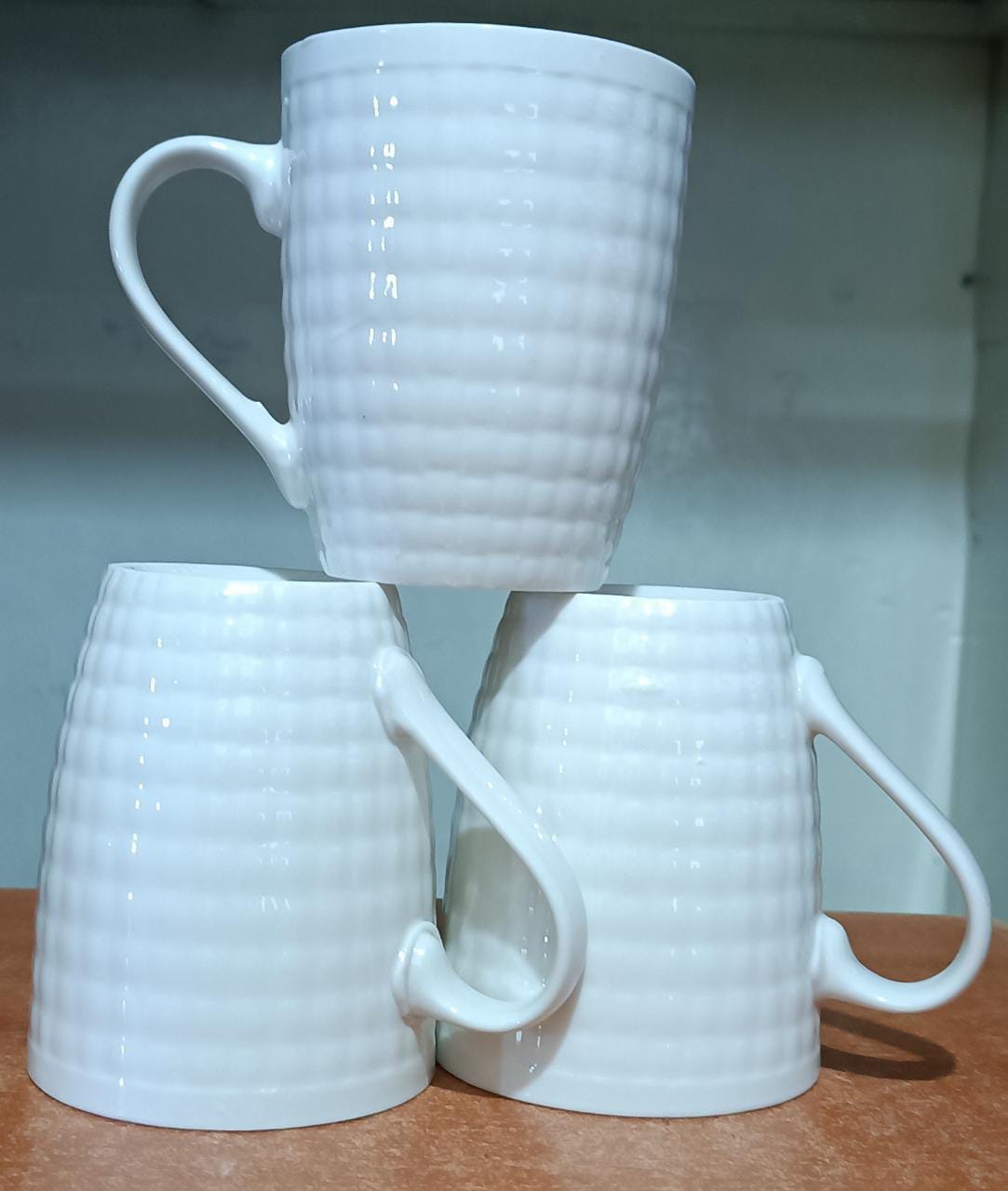 Ceramic White Dotted Cups/ Mugs A SET OF 6