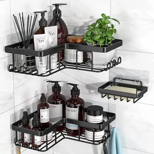 5pcs Set Corner Shower Caddy Shelf/Bathroom Organizer