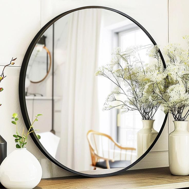 Contemporary Round Mirror For Bathroom Vanity, Entryway, Living room 80cm