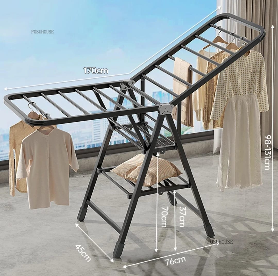 Black Movable Outdoor Drying Rack 1.7M (with wheels)