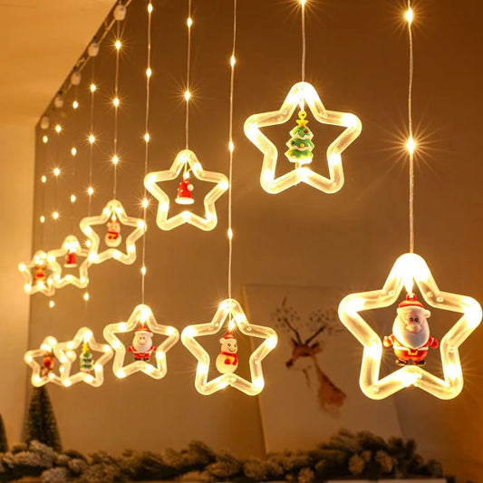 LED USB Christmas String Lamp Snowman Star Larland Window Decoration Night Light Wedding Party lights For Christmas Holiday