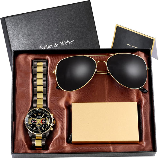 Men gold minimalist luxury gift set