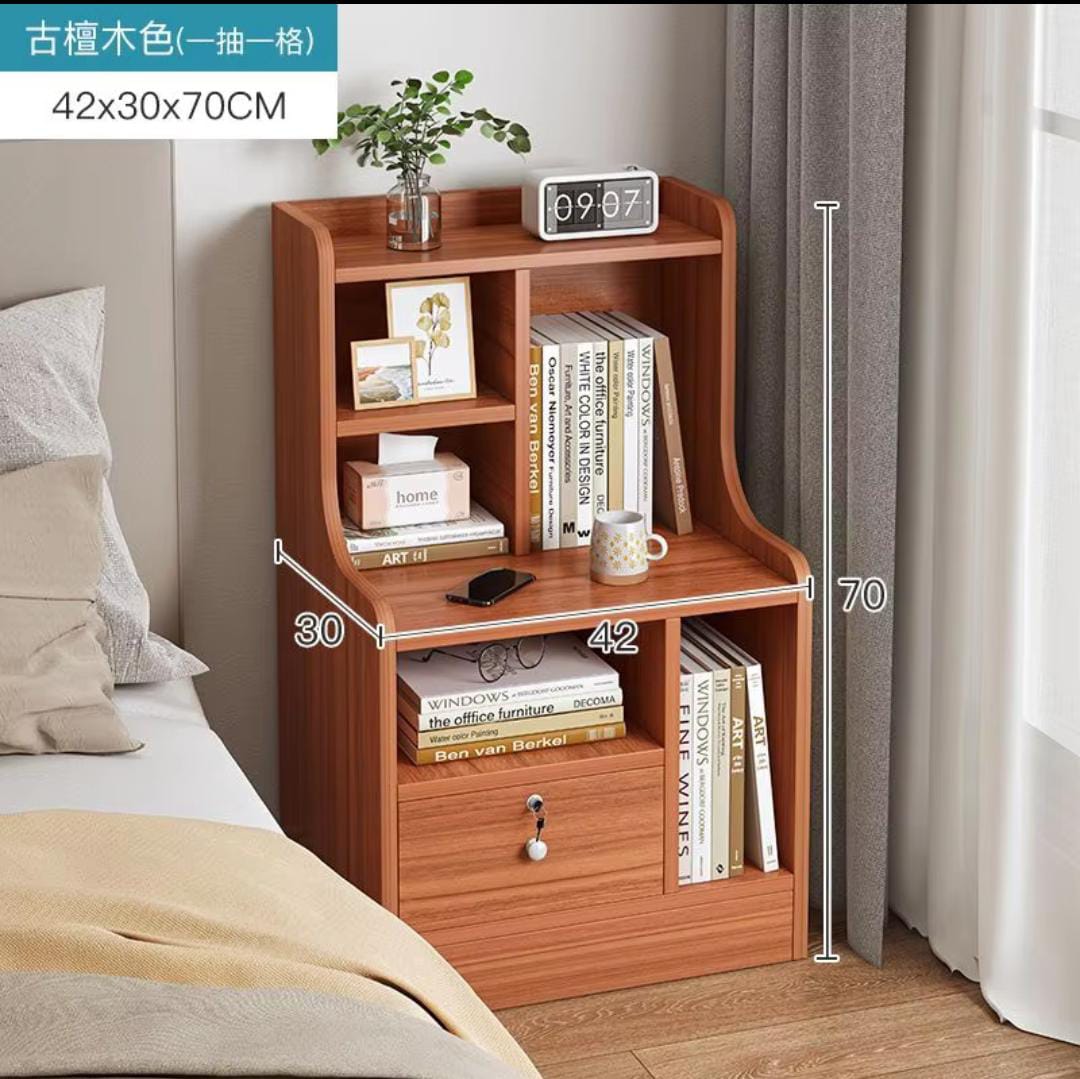 Bedside table with many partitions