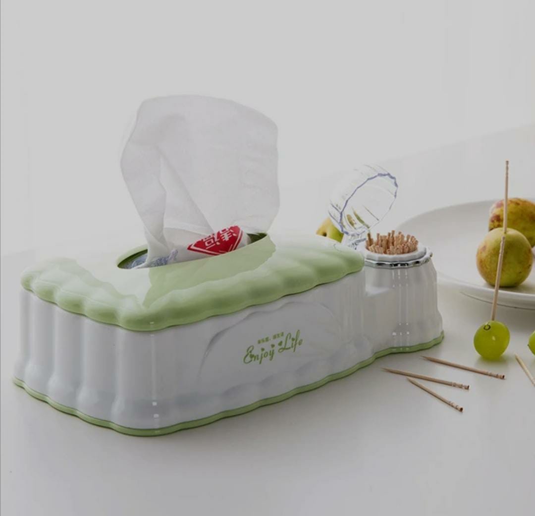 Serviette holder with toothpick dispenser