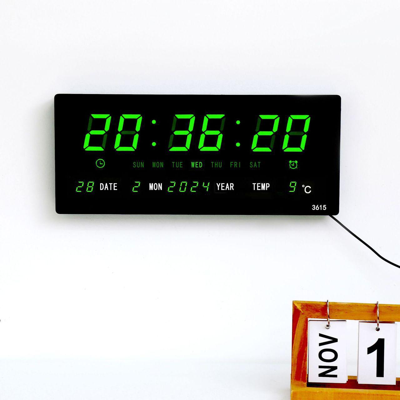 Digital Wall Clock 4 Alarms Hourly Chiming Temperature Calendar Table Clocks Plug