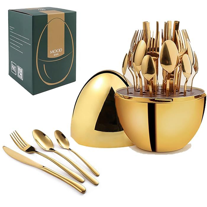 Executive Egg-Shaped Cutlery Set Gold colour