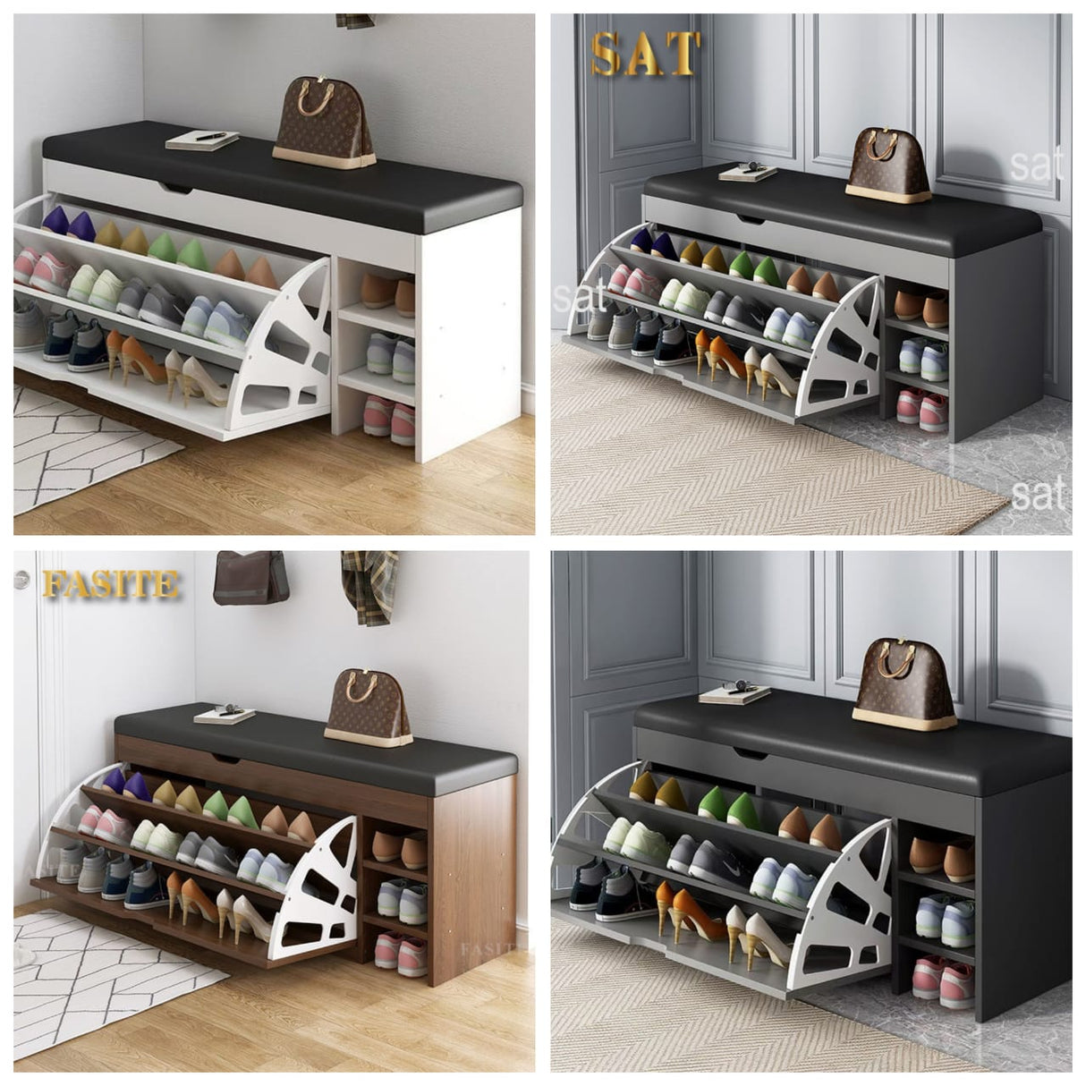 Modern Bucket flip shoe cabinet with seat changing stool bench