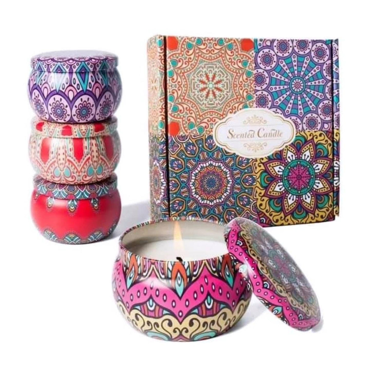 Soy Wax Scented candles soothing with petals gift set