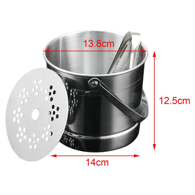 metallic Ice cube bucket with a liquid separator plus tong