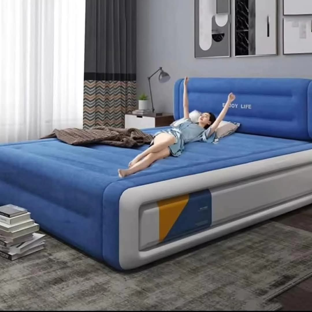 inflatable air bed with head rest